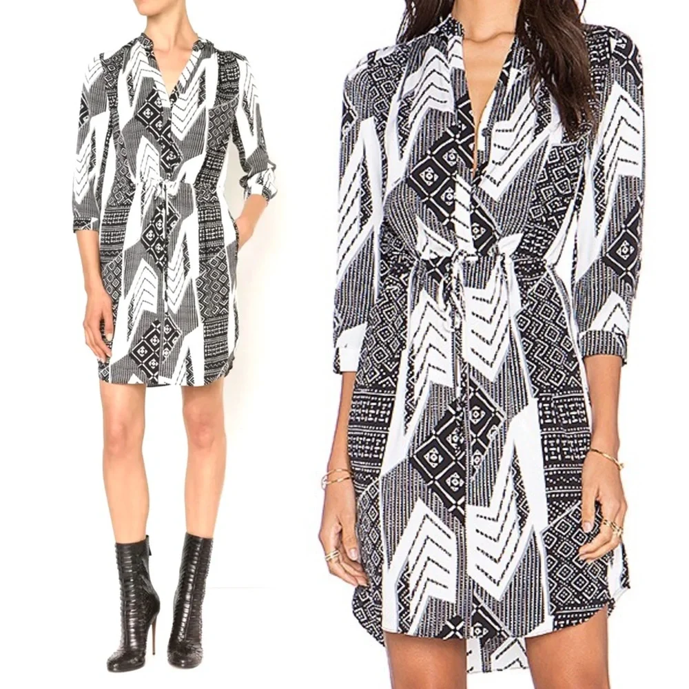 Diana von Furstenberg x Revolve Freya Silk Stretch Shirt Dress Size 2 FLAWED - Picture 1 of 14